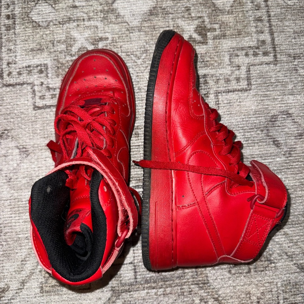 Red and black nike AF1